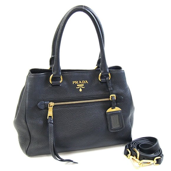 PRADA Black Leather Shoulder Bag - Picture 1 of 10